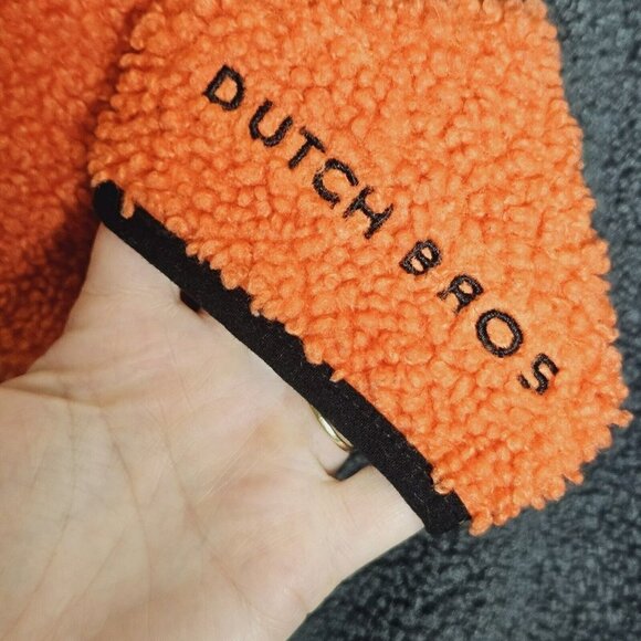 Dutch Bros Coffee Color Block Sherpa Fleece Unisex Pullover Henley Flaw Small - Picture 5 of 12